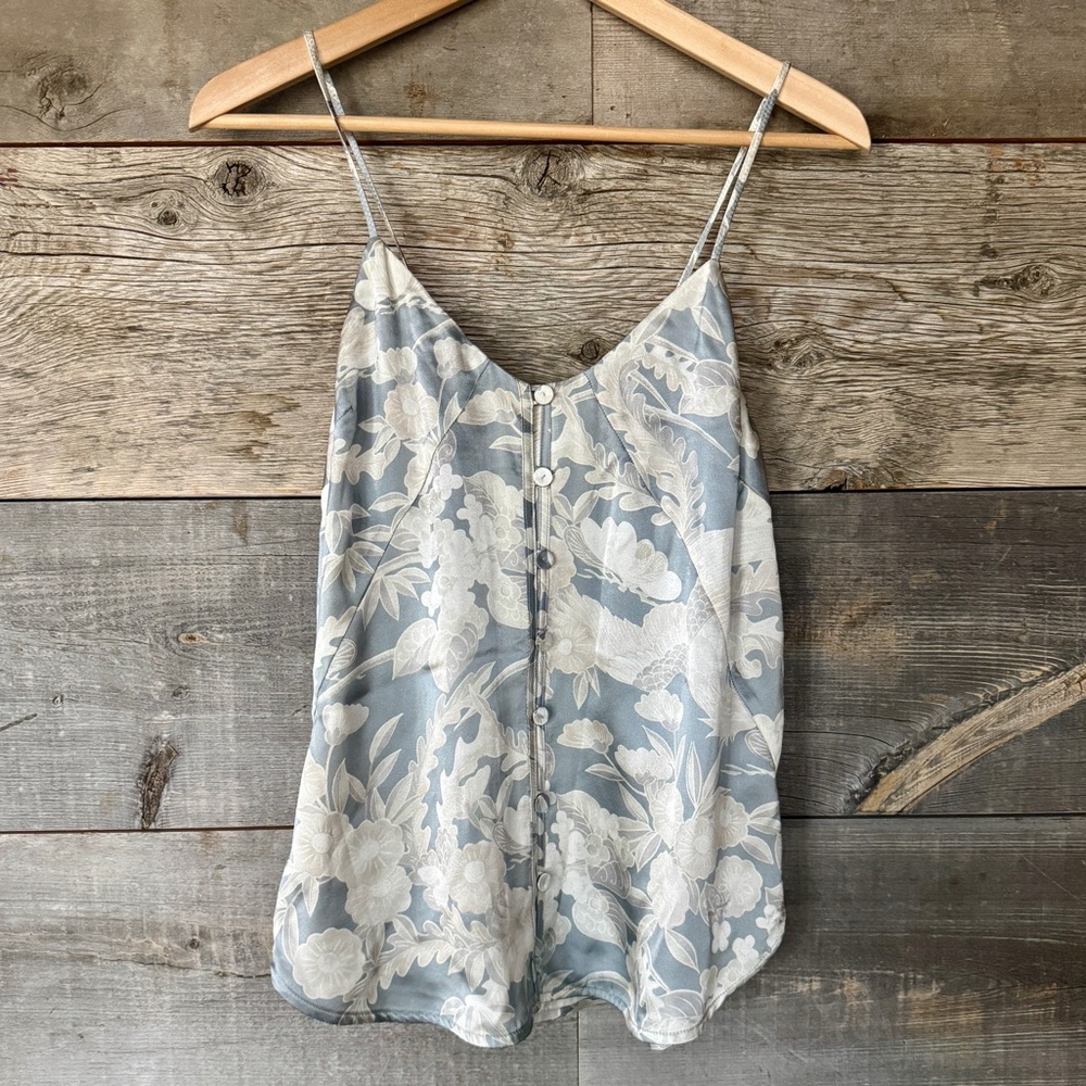 Elizabeth & James Gray Silk Floral Camisole Top Delicate‎ Feminine Romantic XS